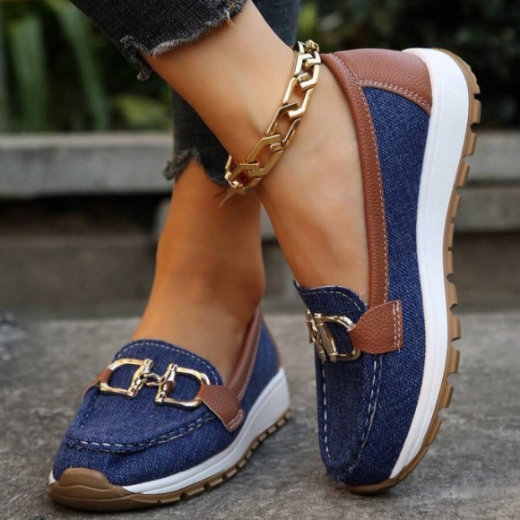 Orthopädische Stilvolle Damen-Loafers - Blau Orthopädische Stilvolle Damen-Loafers - Blau