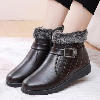 Orthopädische Winterstiefeletten mit Fellbesatz für Damen - Dunkelbraun Orthopädische Winterstiefeletten mit Fellbesatz für Damen - Dunkelbraun