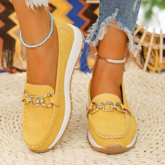 Orthopädische Stilvolle Damen-Loafers - Gelb Orthopädische Stilvolle Damen-Loafers - Gelb