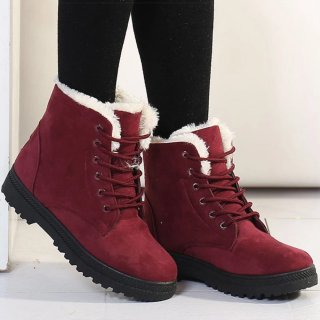 Orthopädische Winterboots mit weichem Futter und Schnürdesign - Rot