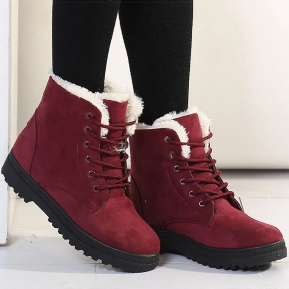 Orthopädische Winterboots mit weichem Futter und Schnürdesign - Rot Orthopädische Winterboots mit weichem Futter und Schnürdesign - Rot