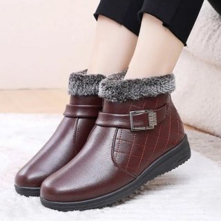 Orthopädische Winterstiefeletten mit Fellbesatz für Damen - Bordeaux Orthopädische Winterstiefeletten mit Fellbesatz für Damen - Bordeaux