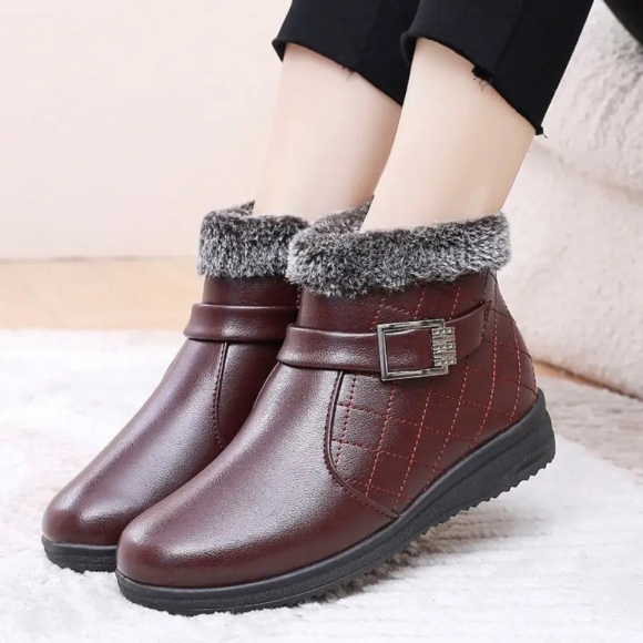 Orthopädische Winterstiefeletten mit Fellbesatz für Damen - Bordeaux Orthopädische Winterstiefeletten mit Fellbesatz für Damen - Bordeaux