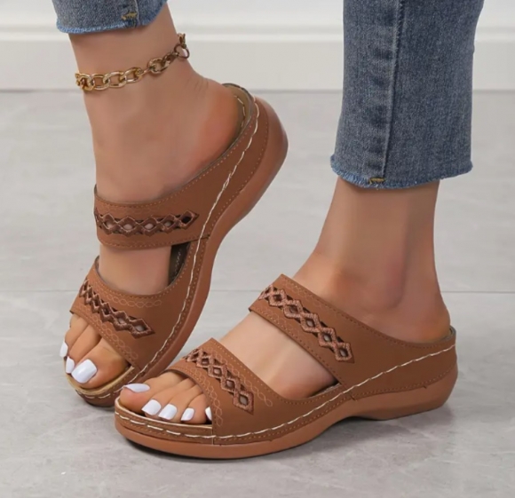 Orthopädische Damen Sandalen für den Sommer - Dunkelbraun Orthopädische Damen Sandalen für den Sommer - Dunkelbraun