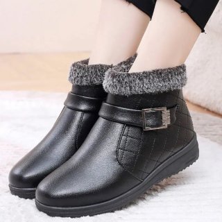 Orthopädische Winterstiefeletten mit Fellbesatz für Damen - Schwarz Orthopädische Winterstiefeletten mit Fellbesatz für Damen - Schwarz
