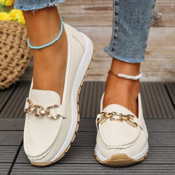 Orthopädische Stilvolle Damen-Loafers - Weiß Orthopädische Stilvolle Damen-Loafers - Weiß
