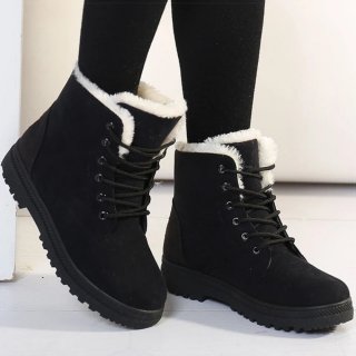 Orthopädische Winterboots mit weichem Futter und Schnürdesign - Schwarz