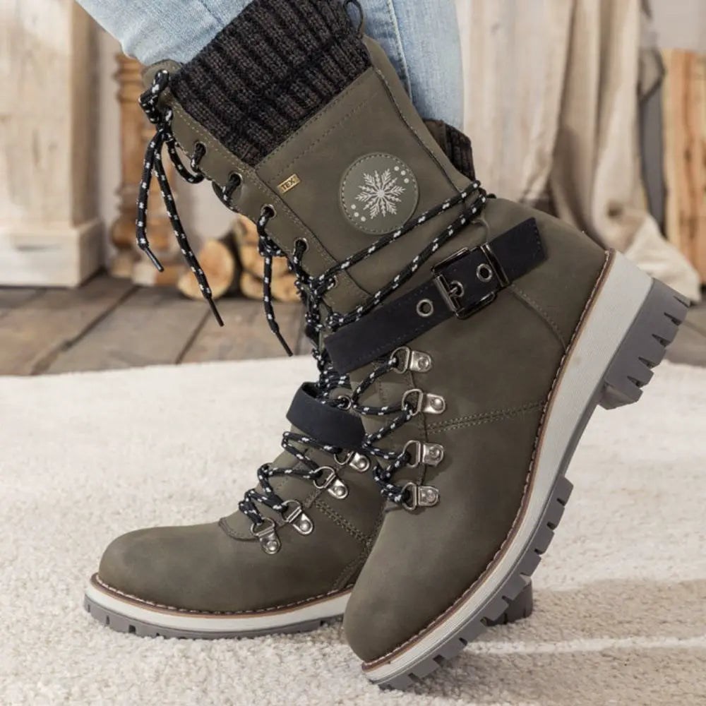 Orthopädische Damen Winterstiefel – Orthopädisch, Warm, Wasserdicht & Rutschfest - Grün