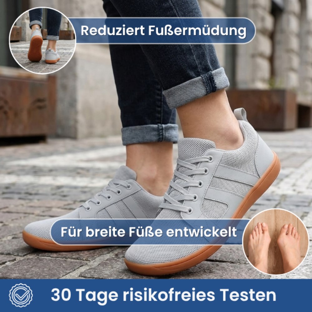 Orthopädische LARA Wide Pro – Extra Breite Barfußschuhe mit natürlicher Bewegungsfreiheit (Unisex) - Grau