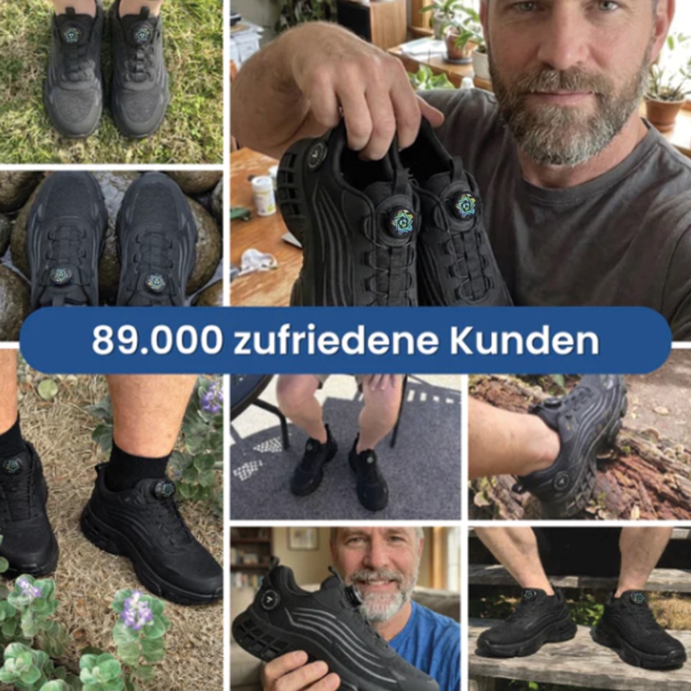 Orthopädische WERKMAX S3 Pro – Leichte & Sichere Sicherheitsschuhe mit Schnellverschluss - Schwarz
