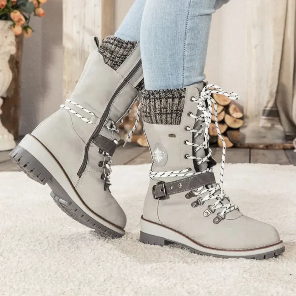 Orthopädische Damen Winterstiefel – Orthopädisch, Warm, Wasserdicht & Rutschfest - Hellgrau