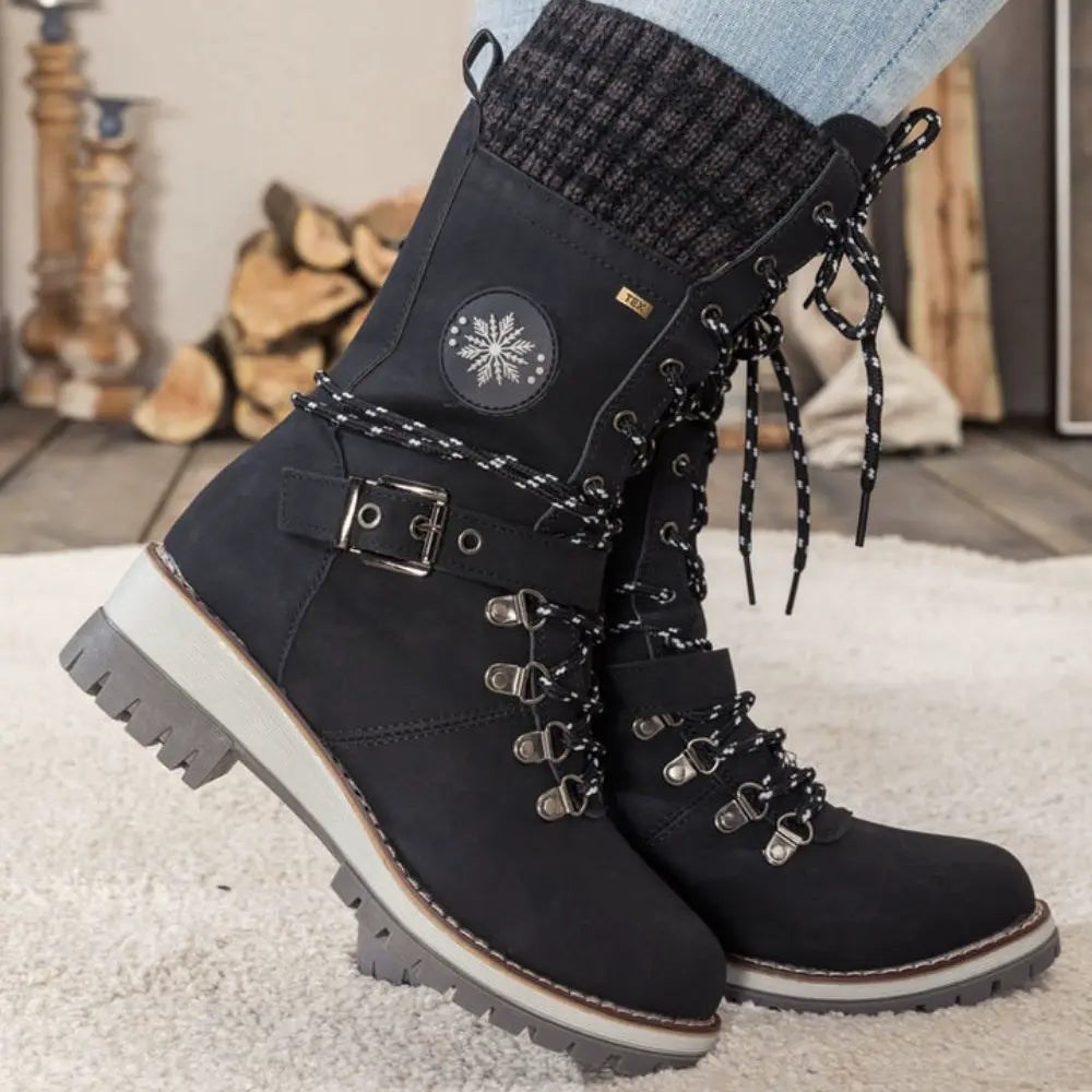 Orthopädische Damen Winterstiefel – Orthopädisch, Warm, Wasserdicht & Rutschfest - Schwarz