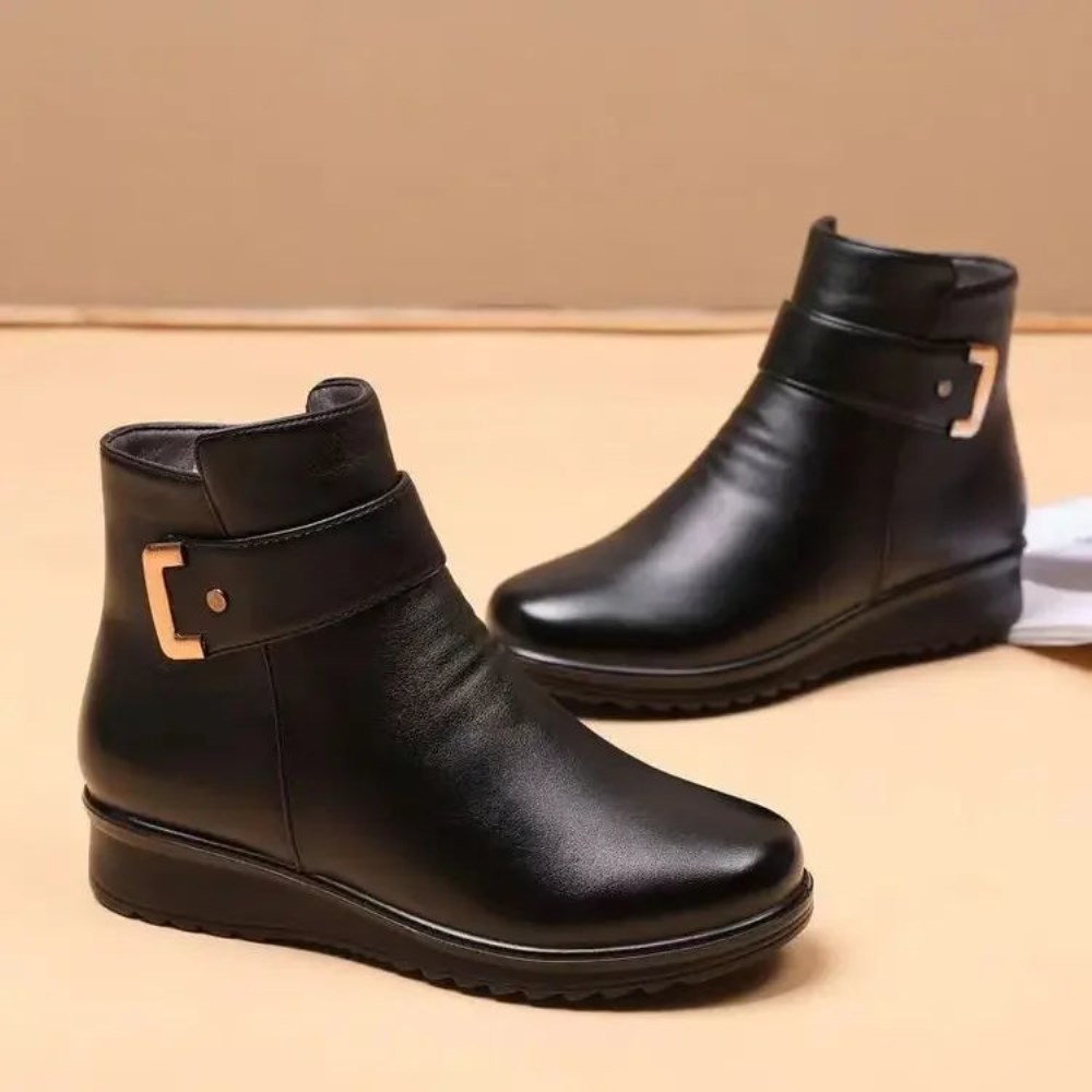 Orthopädische Winterstiefel mit weichem Futter und Reißverschluss - Schwarz