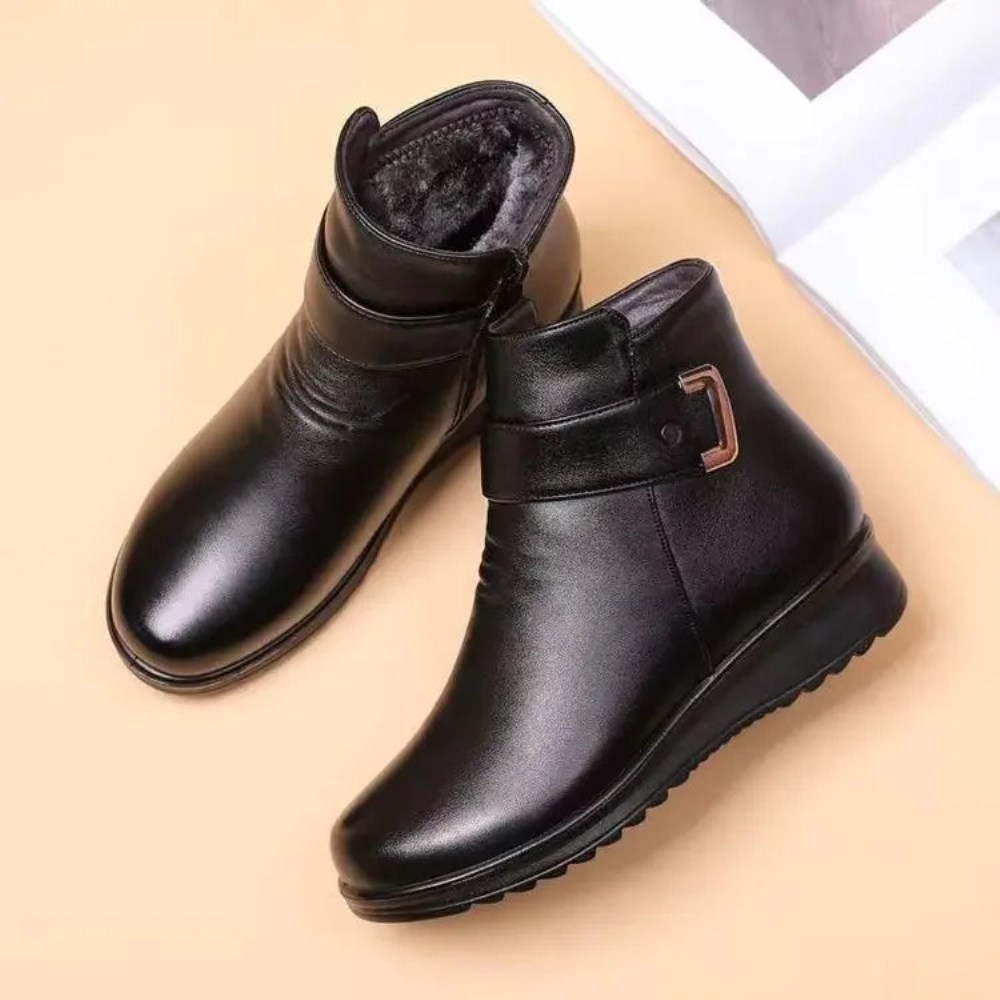 Orthopädische Winterstiefel mit weichem Futter und Reißverschluss - Schwarz