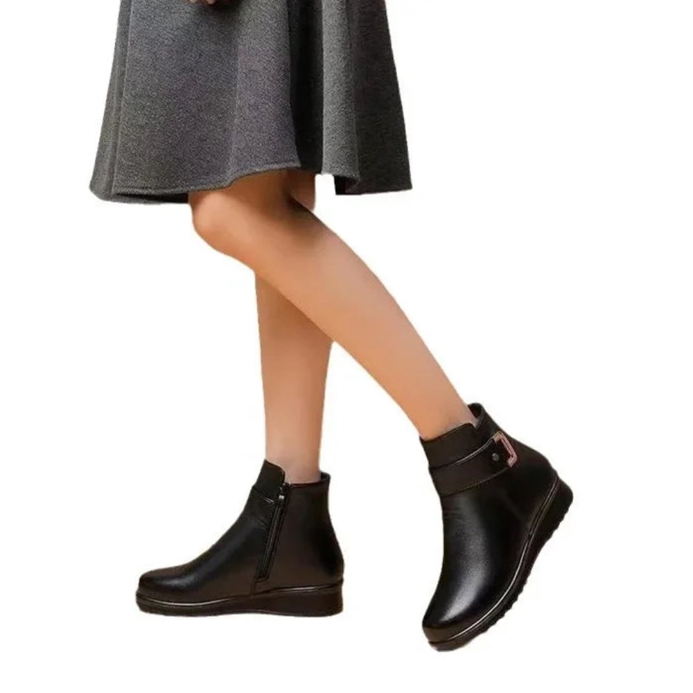 Orthopädische Winterstiefel mit weichem Futter und Reißverschluss - Schwarz