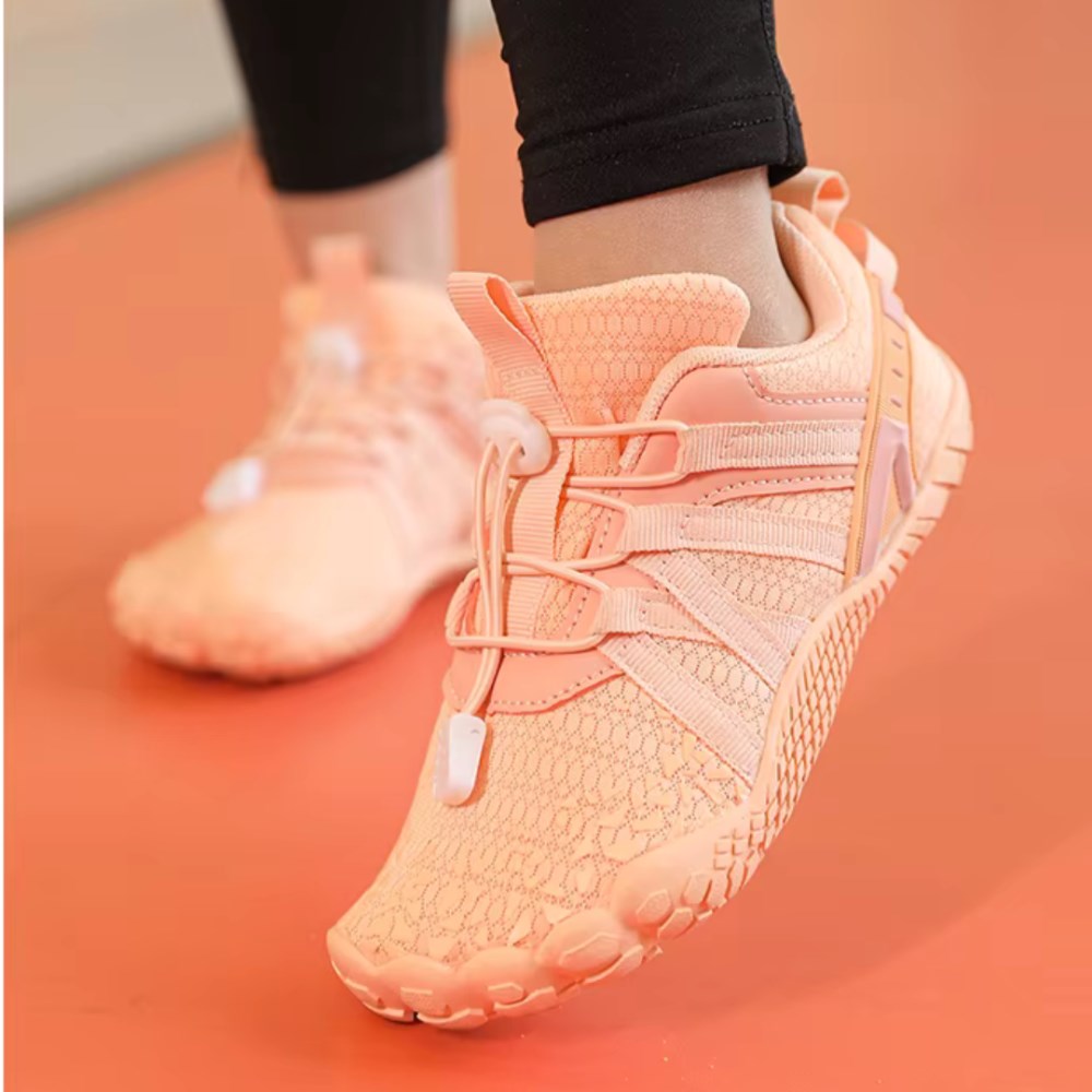 Orthopädische Flexible Barfußschuhe für Kinderfüße - FlexiFit Active - Aprikose