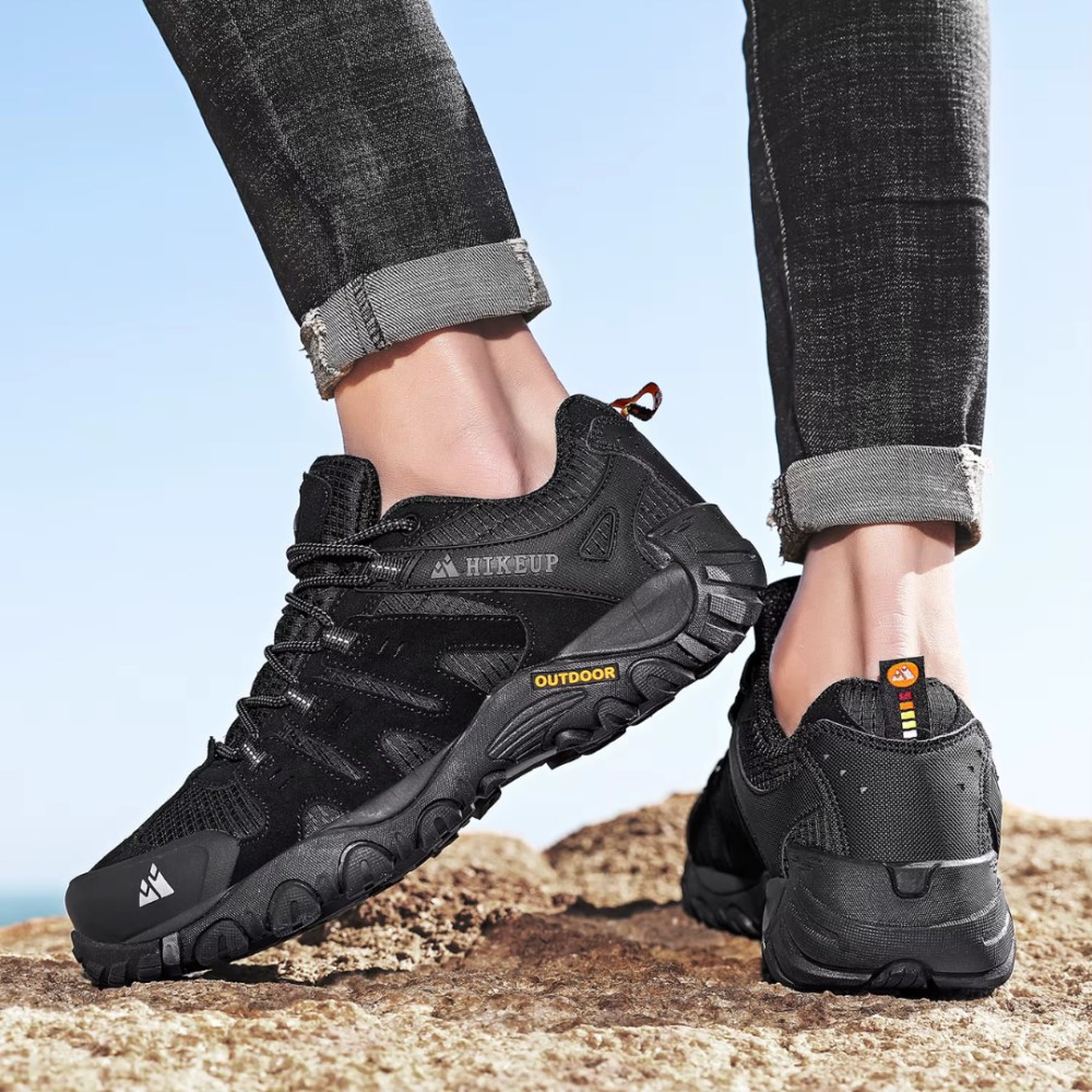 Orthopädische Herren Wanderschuhe – HikeUp Outdoor-Schuhe für Abenteuer - Schwarz