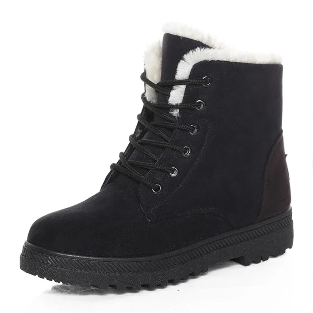 Orthopädische Winterboots mit weichem Futter und Schnürdesign - Schwarz